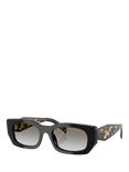 Prada PR B05S Women's Rectangular Sunglasses, Poppy Tortoise/Brown, Black/Grey Gradient