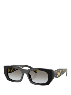 Prada PR B05S Women's Rectangular Sunglasses, Poppy Tortoise/Brown, Black/Grey Gradient
