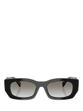 Prada PR B05S Women's Rectangular Sunglasses, Poppy Tortoise/Brown, Black/Grey Gradient