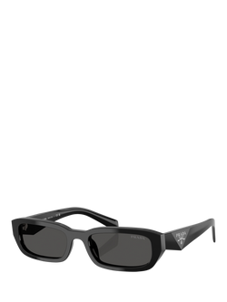 Prada PR B06S Women's Rectangular Sunglasses, Black, Black