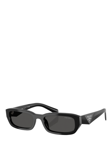 Prada PR B06S Women's Rectangular Sunglasses, Black, Black
