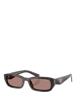 Prada PR B06S Women's Rectangular Sunglasses, Root Tortoise/Brown, Root Tortoise/Brown