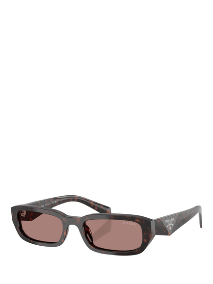 Prada PR B06S Women's Rectangular Sunglasses, Root Tortoise/Brown, Root Tortoise/Brown