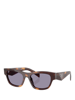 Prada PR B09S Women's Oval Sunglasses, Classic Tortoise/Purple, Classic Tortoise/Purple