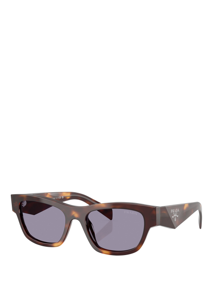 Prada PR B09S Women's Oval Sunglasses, Classic Tortoise/Purple, Classic Tortoise/Purple