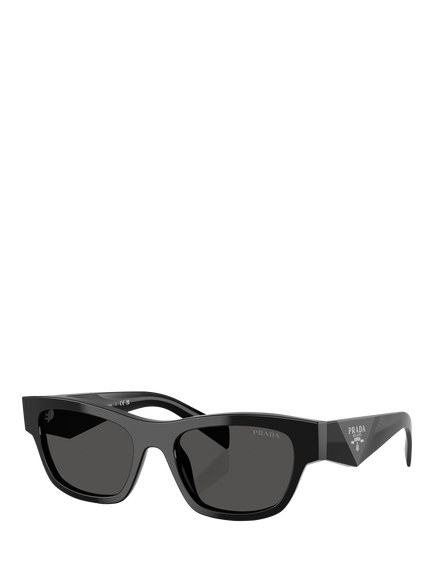 Prada PR B09S Women's Oval Sunglasses, Black/Grey, Black/Grey