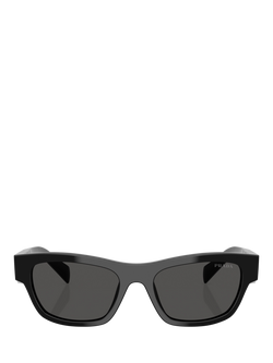 Prada PR B09S Women's Oval Sunglasses, Black/Grey - view 2, Black/Grey