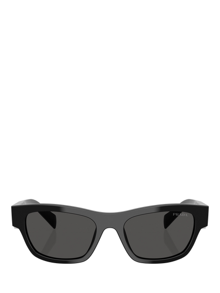 Prada PR B09S Women's Oval Sunglasses, Black/Grey - view 2, Black/Grey