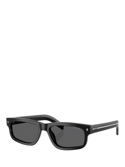 Prada PR B11S Men's Rectangular Sunglasses, Black/Grey, Black/Grey
