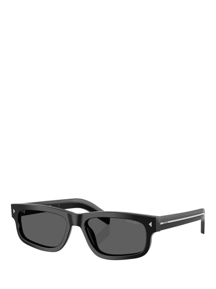 Prada PR B11S Men's Rectangular Sunglasses, Black/Grey, Black/Grey
