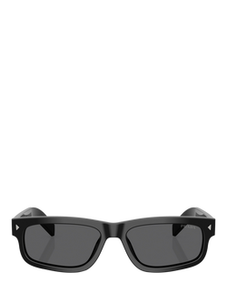 Prada PR B11S Men's Rectangular Sunglasses, Black/Grey - view 2, Black/Grey
