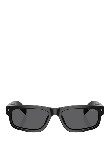 Prada PR B11S Men's Rectangular Sunglasses, Black/Grey - view 2, Black/Grey