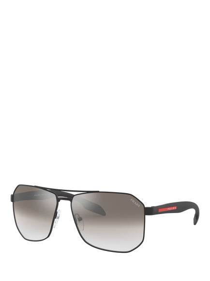 Prada PS 51VS Men's Rectangular Sunglasses, Matte Black/Grey Gradient, Matte Black/Grey Gradient