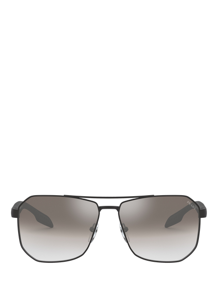 Prada PS 51VS Men's Rectangular Sunglasses, Matte Black/Grey Gradient - view 2, Matte Black/Grey Gradient