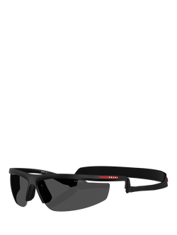 Prada PS A02S Men's Wrap Sunglasses, Nero Opaco, Nero Opaco