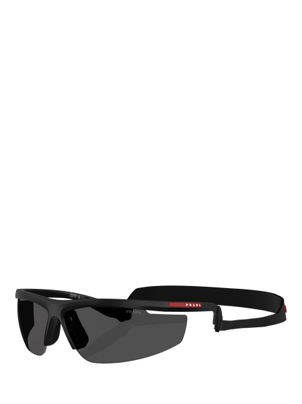 Prada PS A02S Men's Wrap Sunglasses, Nero Opaco, Nero Opaco