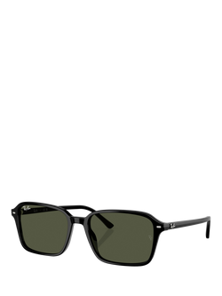 Ray-Ban 0RB2231 Rectangular Sunglasses, Black/Green, Black/Green