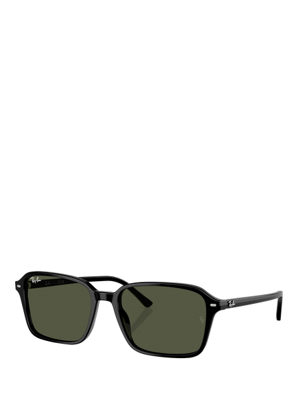 Ray-Ban 0RB2231 Rectangular Sunglasses, Black/Green, Black/Green