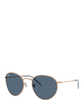 Ray-Ban 0RBR0103S Oval Sunglasses, Rose Gold/Blue