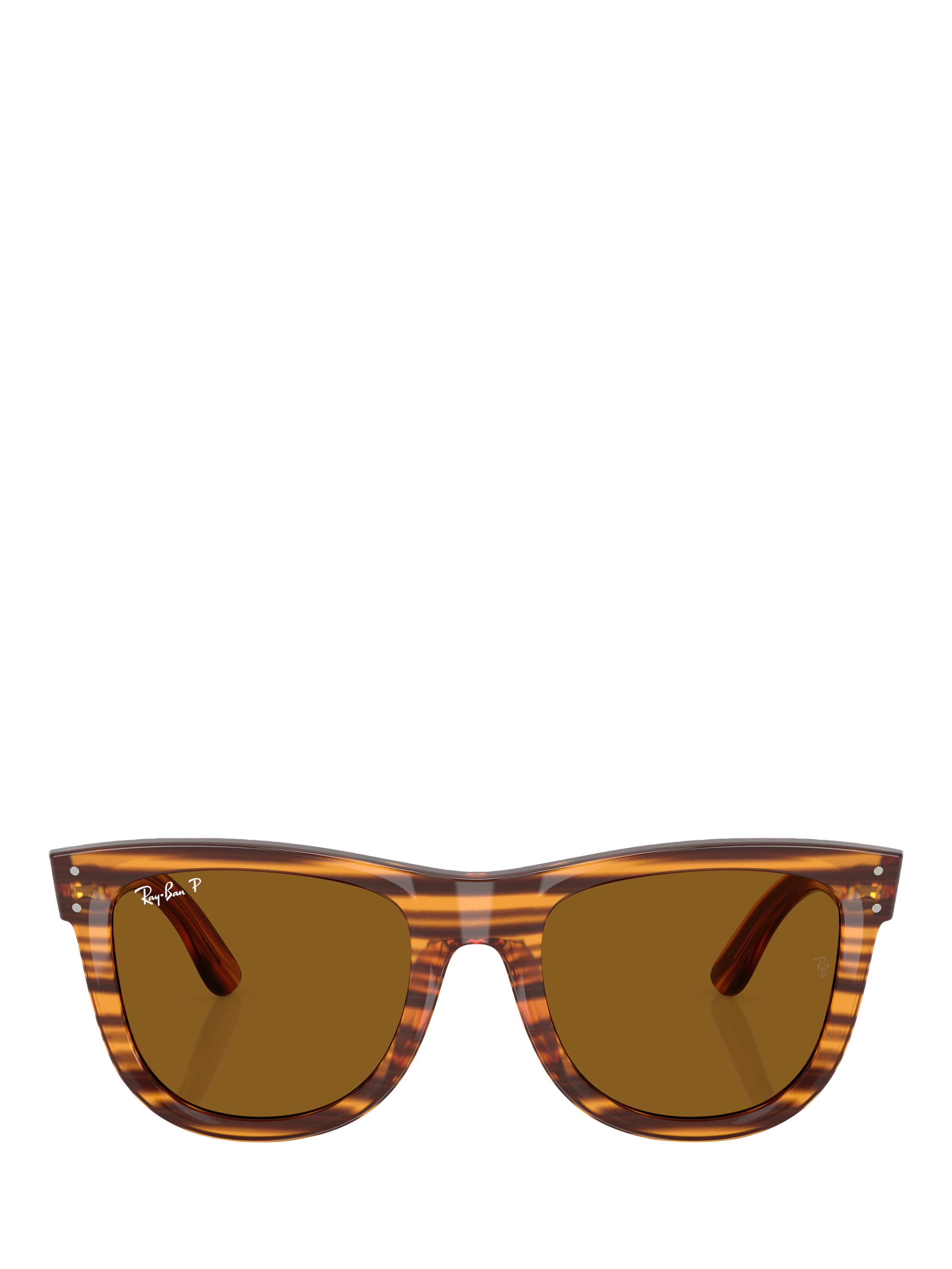 Product image 2 of 6, which shows Ray-Ban RBR0502S Unisex Polarised Square Sunglasses, Striped Havana