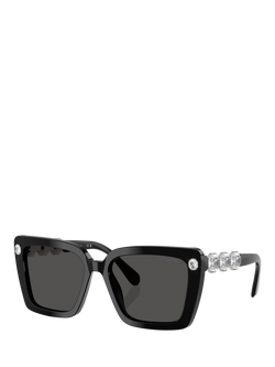 Swarovski 0SK6032 Square Sunglasses, Black, Black