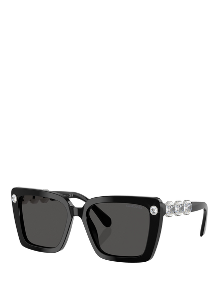 Swarovski 0SK6032 Square Sunglasses, Black, Black