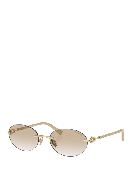 Tiffany & Co TF3104D Women's Oval Sunglasses, Pale Gold, Pale Gold