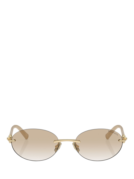 Tiffany & Co TF3104D Women's Oval Sunglasses, Pale Gold - view 2, Pale Gold
