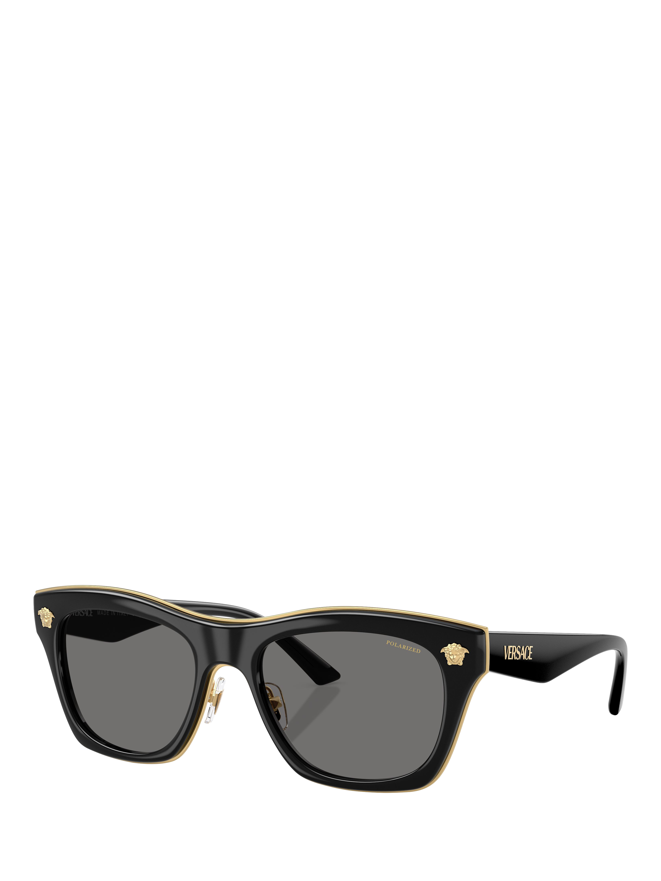 Versace VE2272 Men s Polarised Rectangular Sunglasses Black Gold