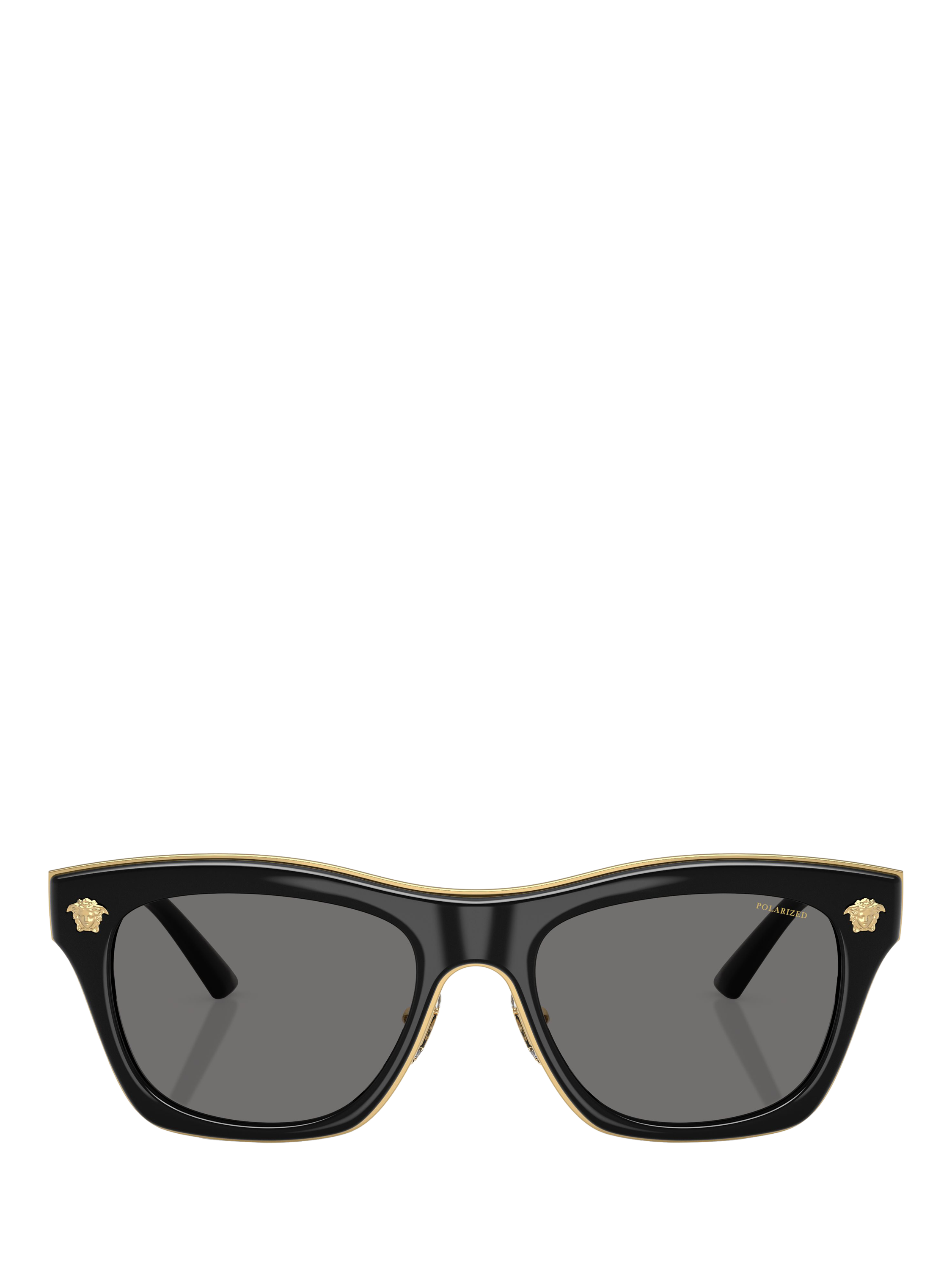 Product image 2 of 5, which shows Versace VE2272 Men's Polarised Rectangular Sunglasses, Black/Gold