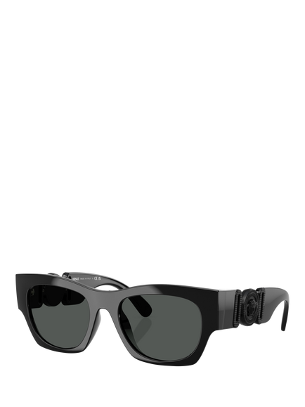 Versace 0VE4479U Rectangular Sunglasses, Black, Black