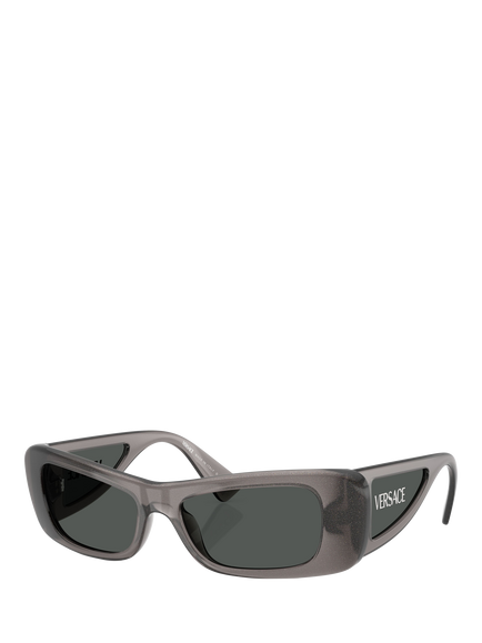 Versace 0VE4481 Rectangular Sunglasses, Grey Glitter Transparent