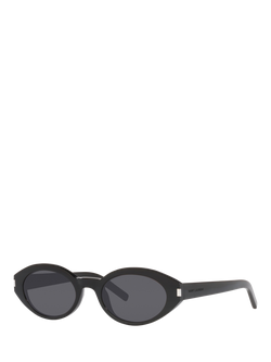 Yves Saint Laurent YS000433 Women's Oval Sunglasses, Black/Grey, Black/Grey