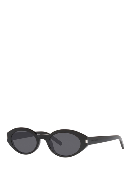 Yves Saint Laurent YS000433 Women's Oval Sunglasses, Black/Grey, Black/Grey