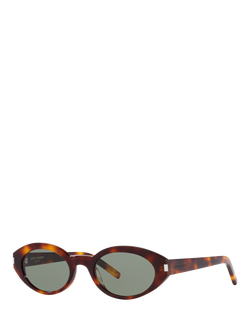 Yves Saint Laurent YS000433 Women's Oval Sunglasses, Tortoise/Green, Tortoise/Green