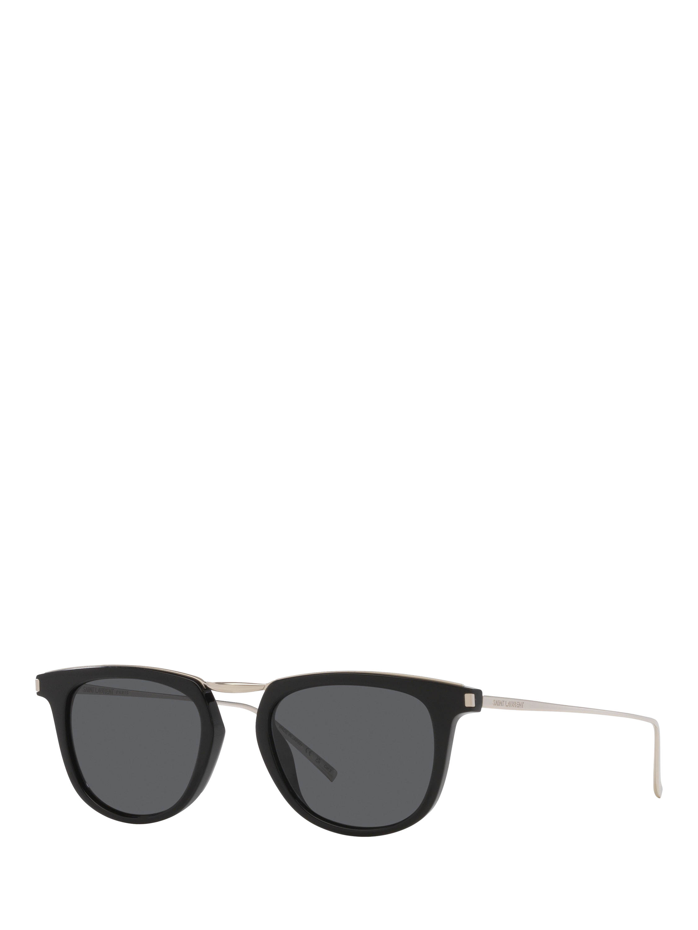 Product image 1 of 4, which shows Yves Saint Laurent YS000620 Oval Sunglasses, Silver/Black