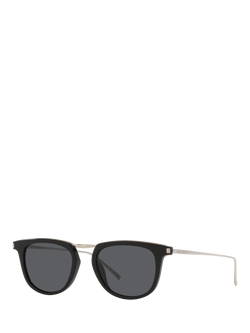 Yves Saint Laurent YS000620 Oval Sunglasses, Silver/Black, Silver/Black