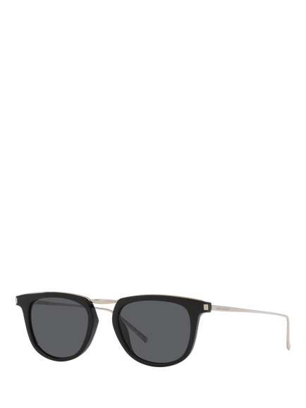 Yves Saint Laurent YS000620 Oval Sunglasses, Silver/Black, Silver/Black