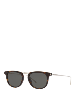 Yves Saint Laurent YS000620 Oval Sunglasses, Silver/Black, Tortoise/Grey