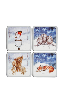 Wrendale Designs Cork-Backed Winter Placemats & Coasters, Set of 4 - view 2, Multi
