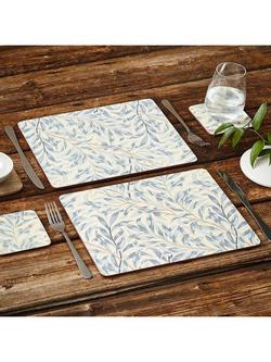 Morris & Co. Willow Boughs Cork-Backed Placemats & Coasters, Set of 6 - view 2, Blue