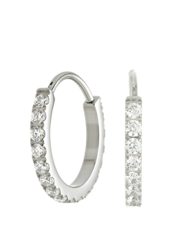 Tish Lyon Cara Titanium Cubic Zirconia Pavé Hoop Earrings, Silver