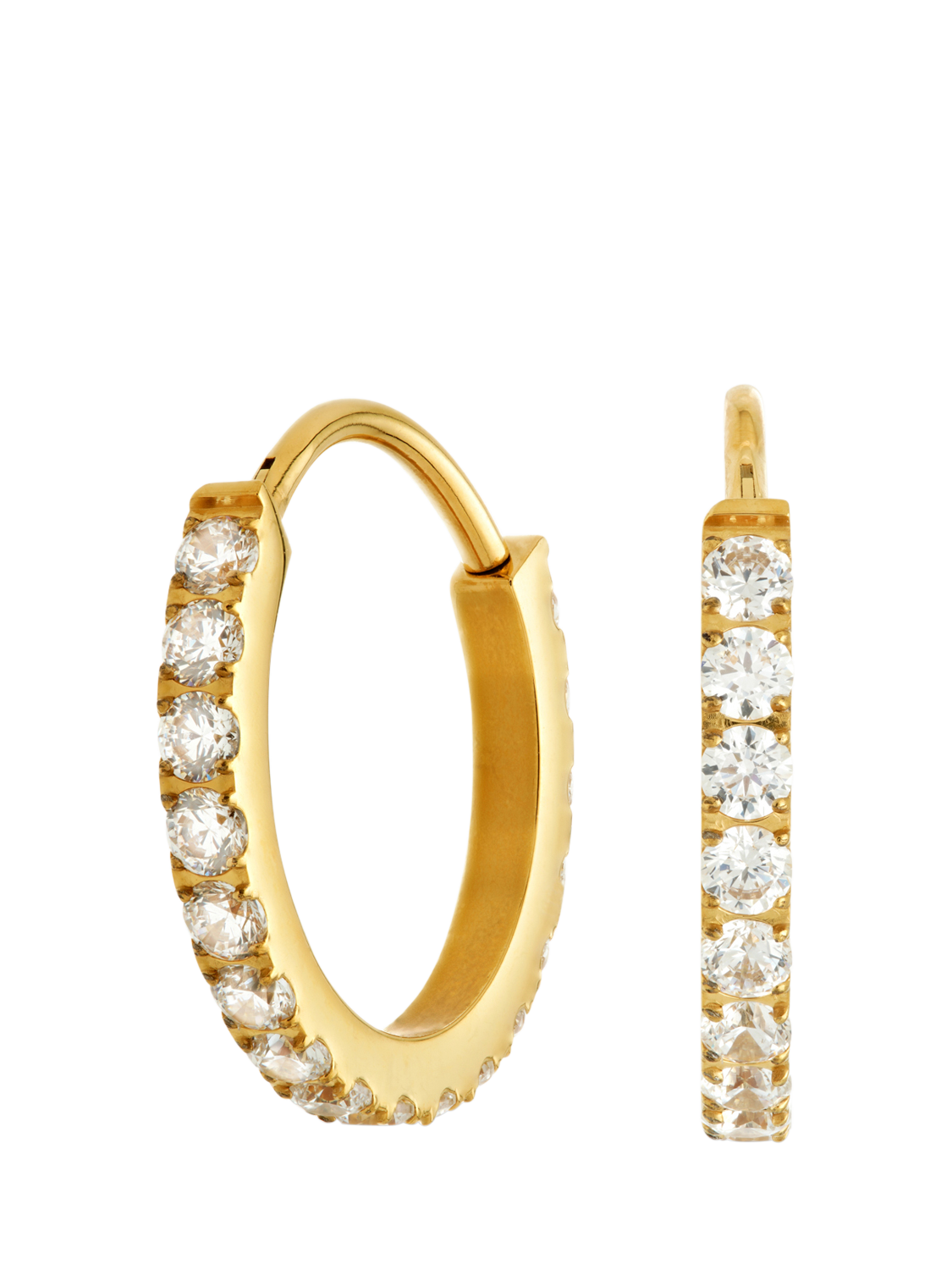 Product image 1 of 5, which shows Tish Lyon Cara Titanium Cubic Zirconia Pavé Hoop Earrings, Gold