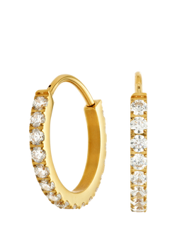 Tish Lyon Cara Titanium Cubic Zirconia Pavé Hoop Earrings, Gold
