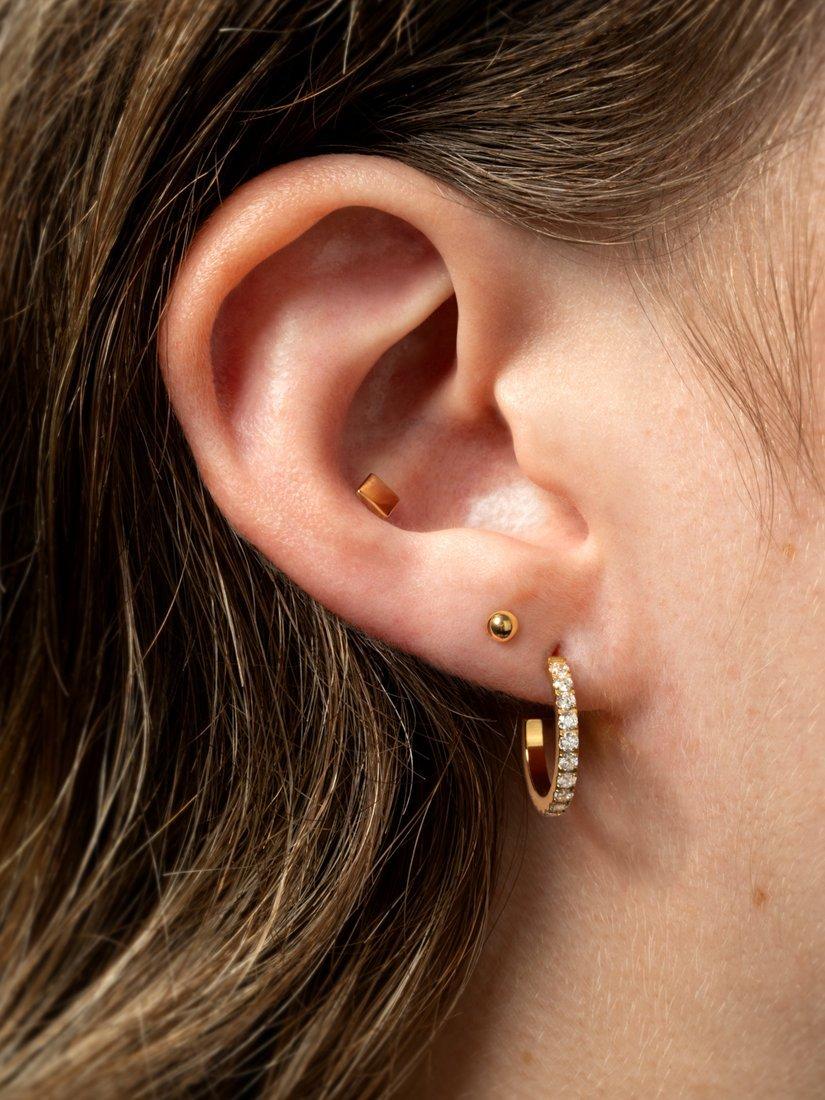 Product image 2 of 5, which shows Tish Lyon Cara Titanium Cubic Zirconia Pavé Hoop Earrings, Gold