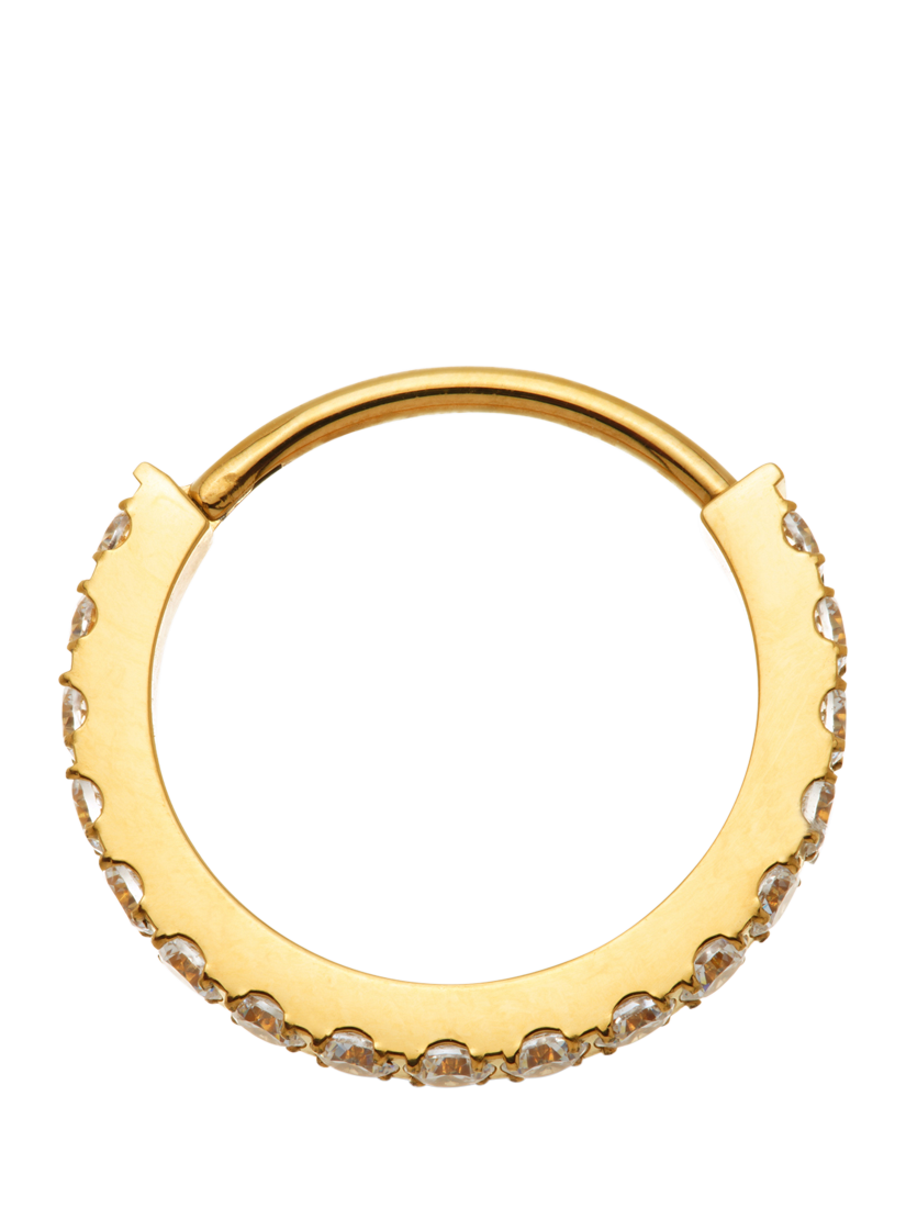 Product image 3 of 5, which shows Tish Lyon Cara Titanium Cubic Zirconia Pavé Hoop Earrings, Gold