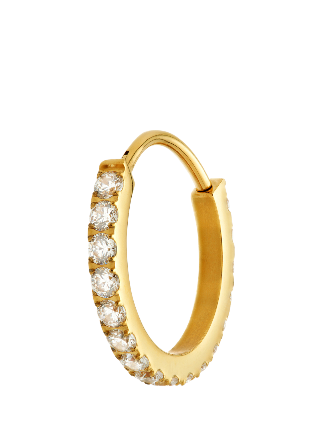 Product image 4 of 5, which shows Tish Lyon Cara Titanium Cubic Zirconia Pavé Hoop Earrings, Gold