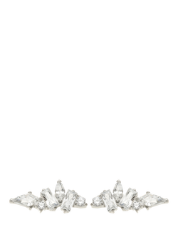 Tish Lyon Faye Titanium Gem Cluster Flatback Stud Earrings, Silver/Clear