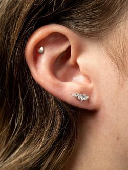 Tish Lyon Faye Titanium Gem Cluster Flatback Stud Earrings - view 2, Silver/Clear