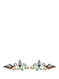 Tish Lyon Faye Titanium Gem Cluster Flatback Stud Earrings, Gold/Multi